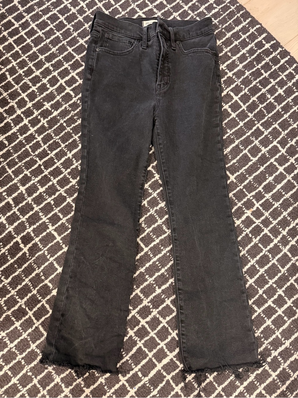 Madewell Black Flare Jeans with Raw Hem